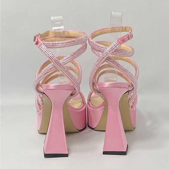 MACH & MACH Crystal-Embellished Satin Platform Sandals size 36 - Picture 7 of 12